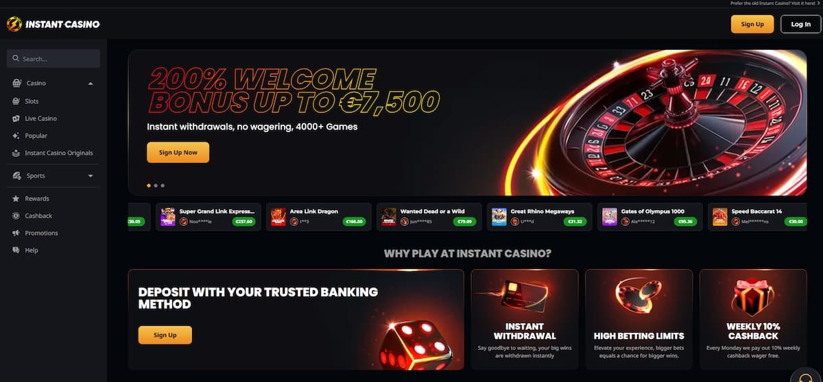 Instant Casino nejlepších online kasin